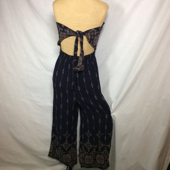 Becool Strapless Jumpsuit (Romper) Tie Back, Blue - Picture 4 of 13